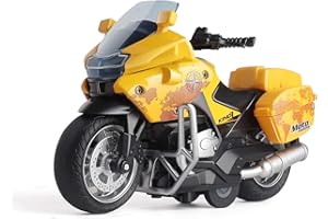 MING YING 66 Police Motorcycle Toy - Pull Back Toy Motorcycle with Sound and Light Toy,Toy Motorcycles for Boy,Toys for 3-9 Year Old Boys (Yellow)