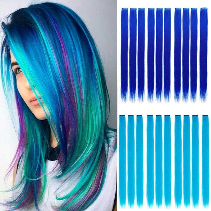 Wiysday 20PCS Colored Clip in Hair Extensions Kid Hair