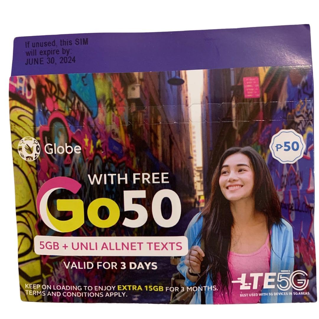 Globe Sim Card Philippines LTE & 5G Philippine Simcard, Globe Local Line Use, High Speed Data Communication, Roaming, Prepaid Sim Card (5GB Data)