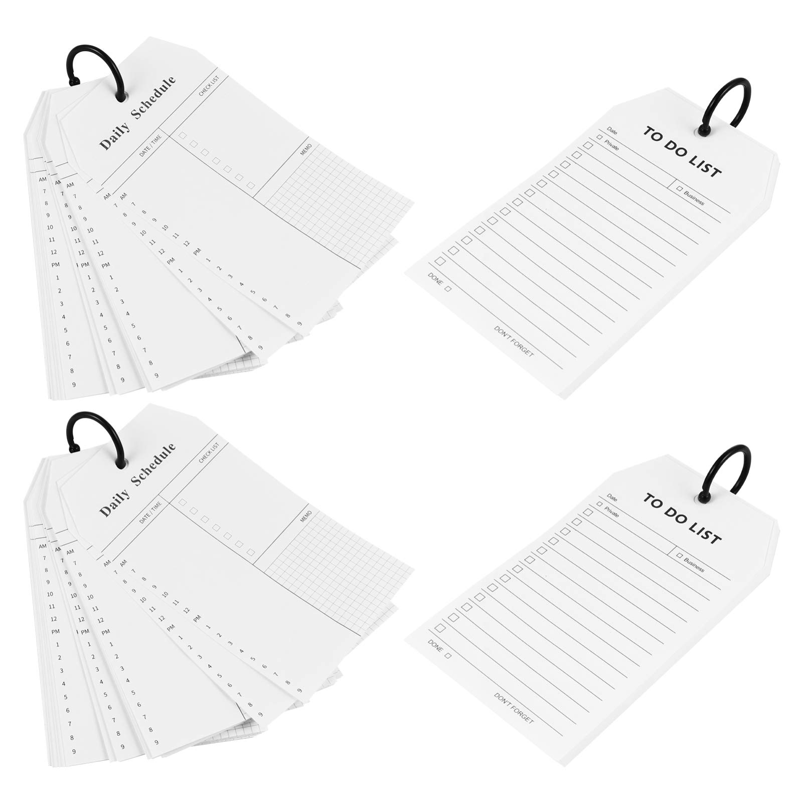 NUOBESTY 4pcs Blank Binder Ring Cards Pads Study Cards to Do List Mini Index Note Mini Spiral Notepads for Adults Girls Students