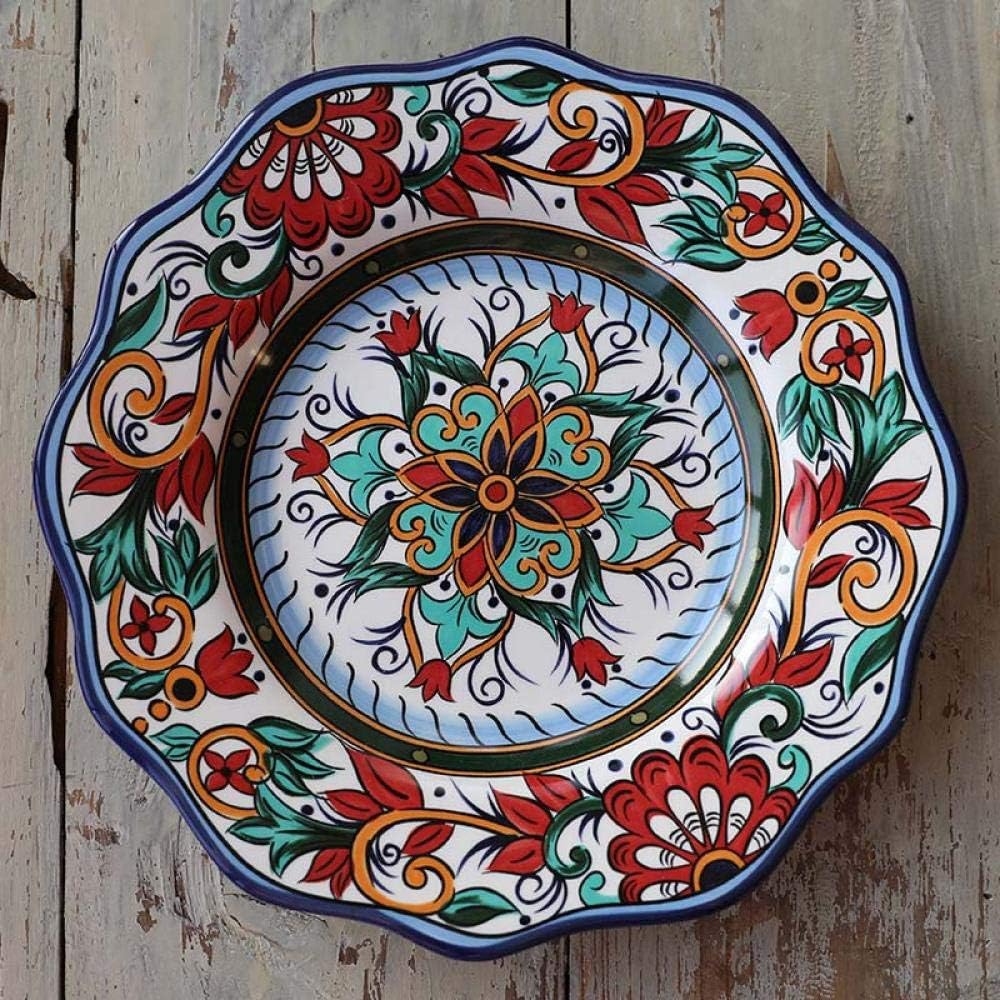 Powzz ornament Bohemian ceramic plate hand-painted boutique glaze color craft hanging plate decorative plate@Oscardin market
