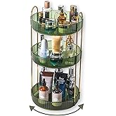 Asayuee 360 Rotating Perfume Organizer,3 Tier Large Capacity Make Up Organizers and Storage,Makeup Organizer for Bathroom,Cosmetic Perfume Stand Holder (Green-3 Tier)