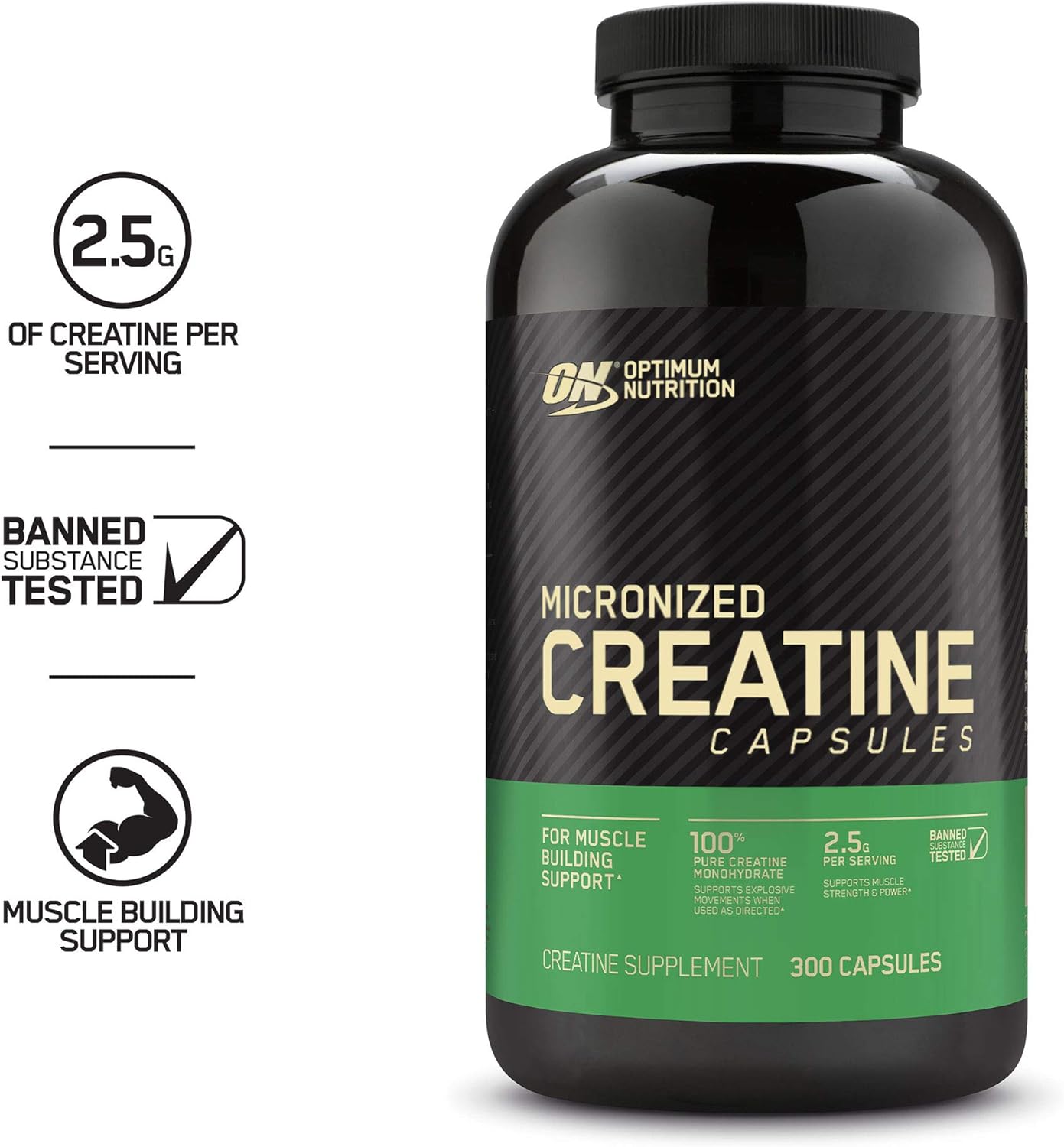 Optimum Nutrition Micronized Creatine Monohydrate Capsules, Keto Friendly, 2500mg, 300 Capsules (Packaging May Vary): Health & Personal Care
