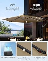 SONGMICS Cantilever Garden Parasol Umbrella 3m with LED Lights Taupe view 3
