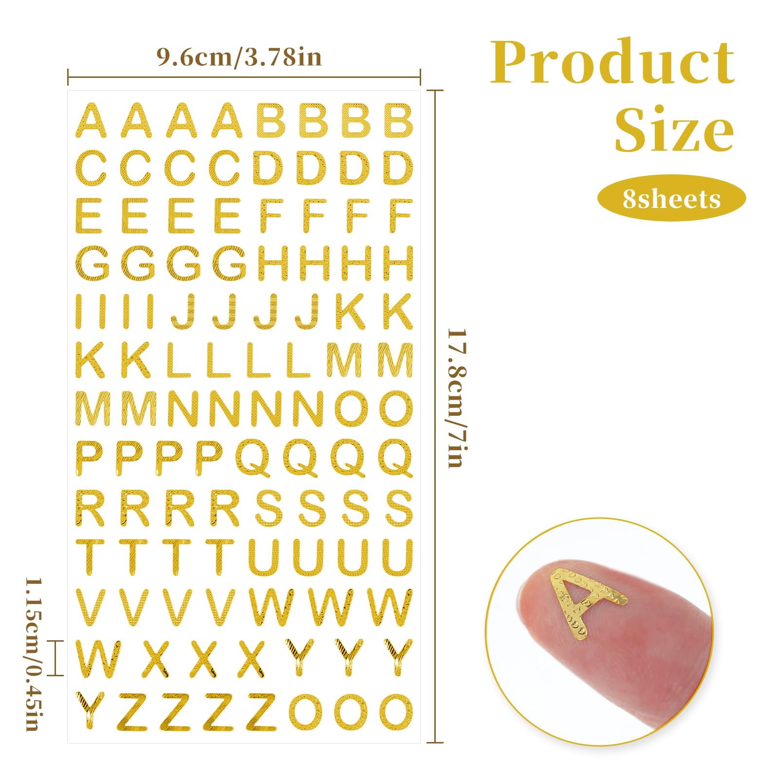 8 Sheets Gold Letter Stickers, Small Glitter Letter Stickers, Self-Adhesive Alphabet Stickers Gold Letters for Scrapbooks Graduation Cap Grad Craft Decorations DIY Art, 563763_2_NHKnXVX65