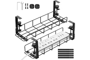 Under Desk Cable Management Tray, 31.5'' No Drill Heavy Duty Steel Cable Tray Organizers, Wire Management Tray Cable Rack wit