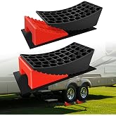 ROBLOCK RV Leveling Blocks Up to G.V.W 35000 LBS, Camper Leveling Blocks with Chocks, Anti-Slip Mats, Carry Bag, RV Leveling System for Travel Trailers, 4" Max Leveling Height, 2 Packs, Red
