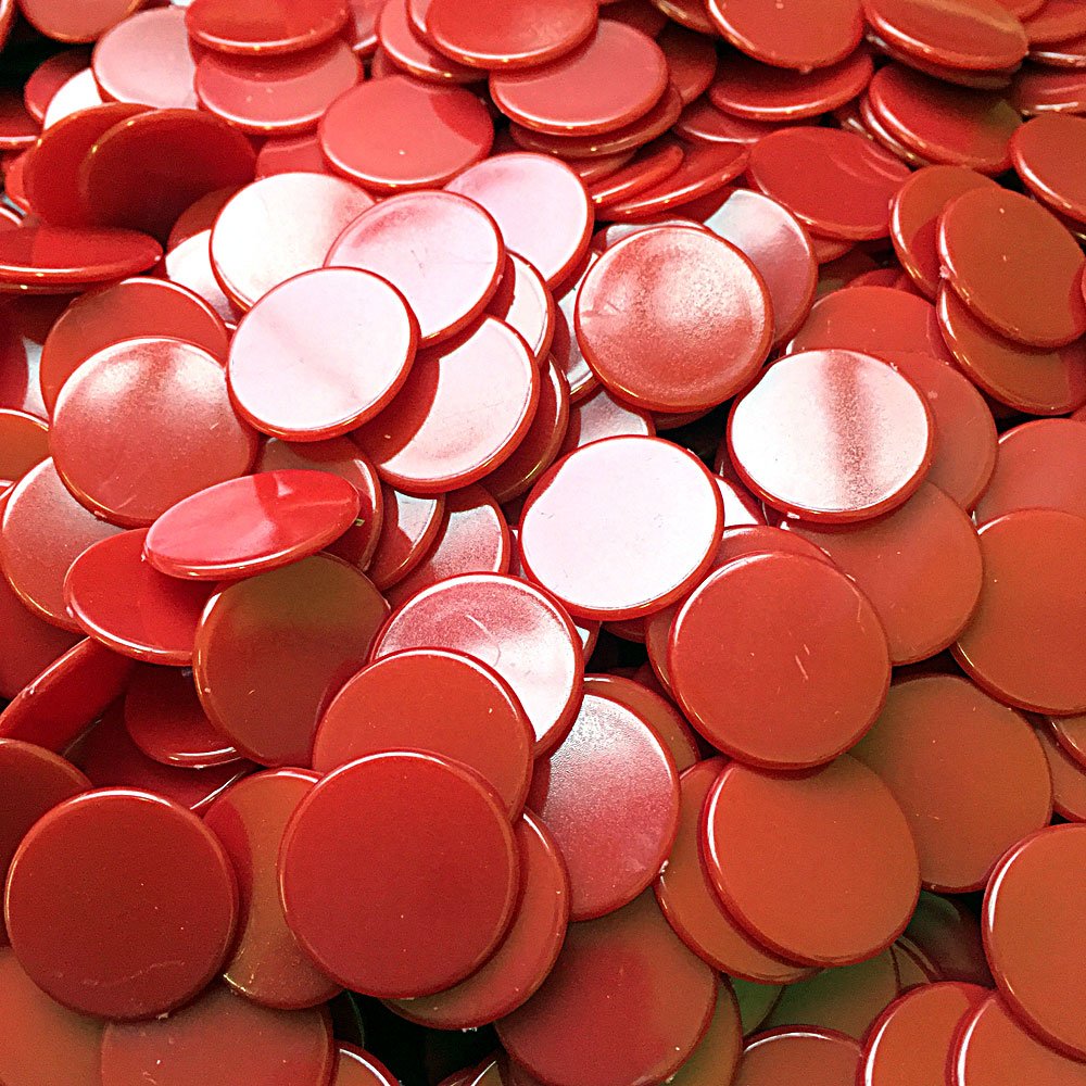 The Dice Place Plastic Counters - 22mm diameter x 100 (Red)