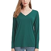 netdraw Women's Bamboo Viscose Long Sleeve V-Neck T-Shirt Soft Comfy Trendy Casual Sleep Pajama Lounge Tops