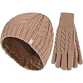 HEAT HOLDERS - Ladies thermal winter outdoor fleece insulated hat and gloves set