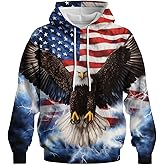CZLBTFTP American Flag Bald Eagle Long Sleeve Pullover Hoodie