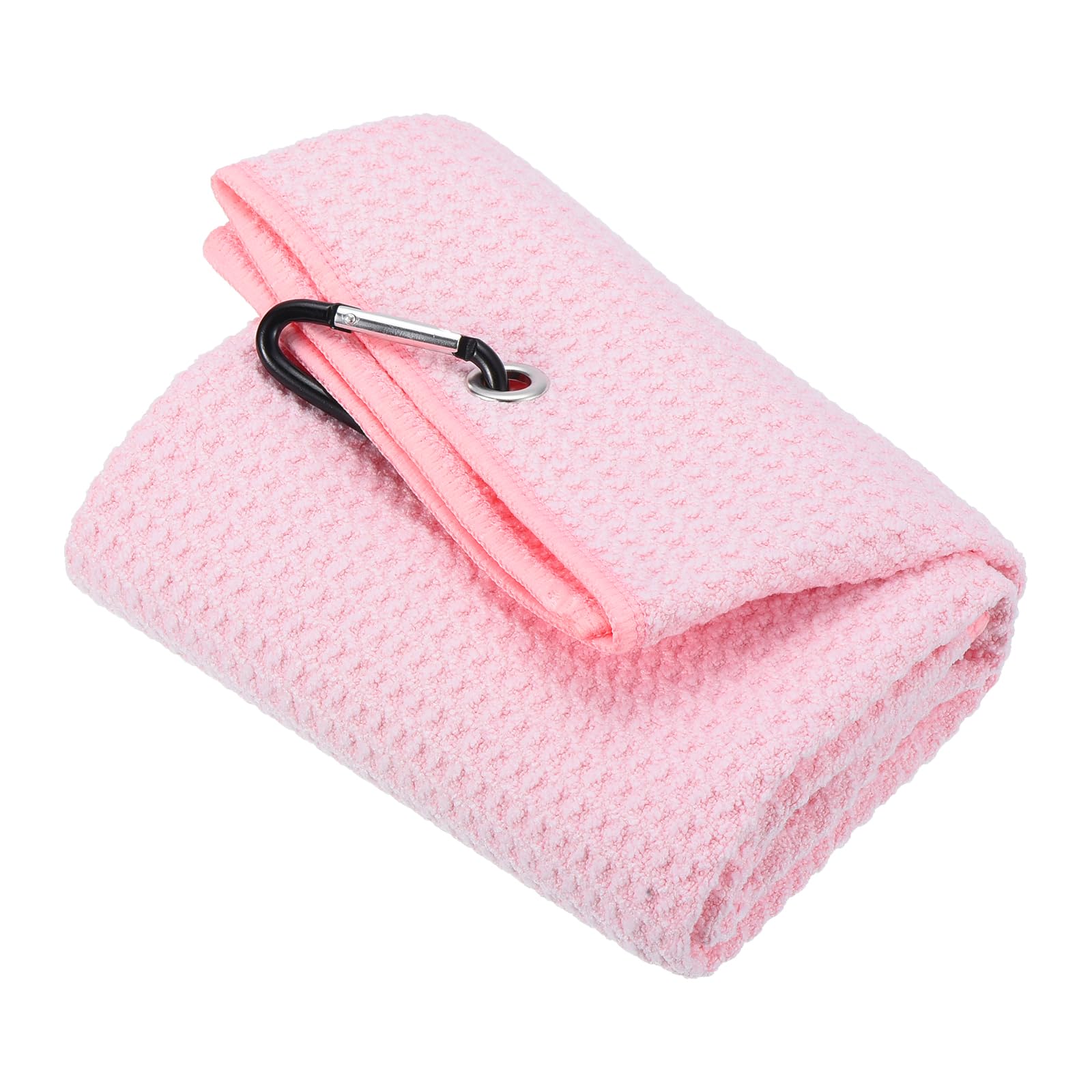PATIKIL 20"x16" Tri-Fold Golf Towels, Waffle Pattern Towels Soft Fiber Strong Water Absorption with D Clip for Golf Lovers, Pink