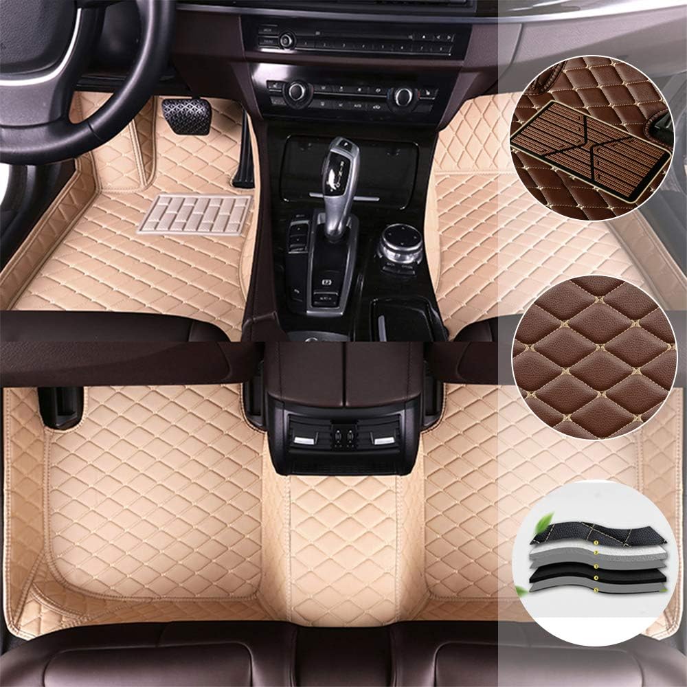 saitake Car Floor Mat for Audi A6 C6 2001-2011 All Full Coverage Liner All Weather Waterpoof Non-Slip Leather Heavy Duty Custom Front Rear Mat Left Drive Beige