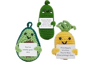 HonKuaDL 3 Pcs Emotional Support Pickle Cucumber Gift, Funny Cute Positive Pickle Pineapple Avocado, Emotional Inspirational Gifts for Women Men Girls Boys Birthday, Reduce Pressure Toy