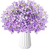 Veneloo Babys Breath Artificial Flowers, 24Pcs Fake Baby Breath Flowers Artificial Bulk Faux Gypsophila Real Touch Flowers for Outdoors Wedding DIY Bouquet Arrangement Party Home Garden Decor, Purple