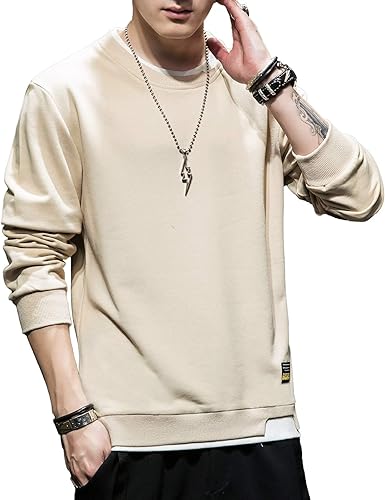 Amazon Zuczug パーカー メンズ 長袖 無地 重ね着風 トレーナー プルオーバー カジュアル おしゃれ Tシャツ メンズ 秋服 トレーナー パーカー 通販