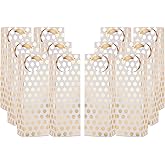 UNIQOOO 12Pcs Metallic Gold Christmas Champagne Wine Gift Bag Bulk with Tag, Gold Polka Dots Single Bottle Holiday Gift Wrapping Wine Bags, New Year Birthday Wedding Party Favor Decor 14x4.75x3.5 Inch