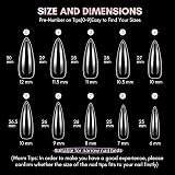 Makartt Long Almond Nail Tips 500Pcs 10 Sizes Clear Full Cover Nails view 2