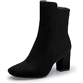 IDIFU Women's Ada Fashion Square Toe Ankle Boots Low Block Heel Short Boots Side Zipper Booties Shoes- Half Size Larger