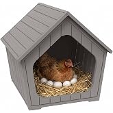 Vixzen Outdoor Indoor Chicken Coop, Grey | PP Resin Weatherproof Poultry House, Air Vents, Easy Assembly, Cozy Poultry Shelter for Patio, Porch, Backyard