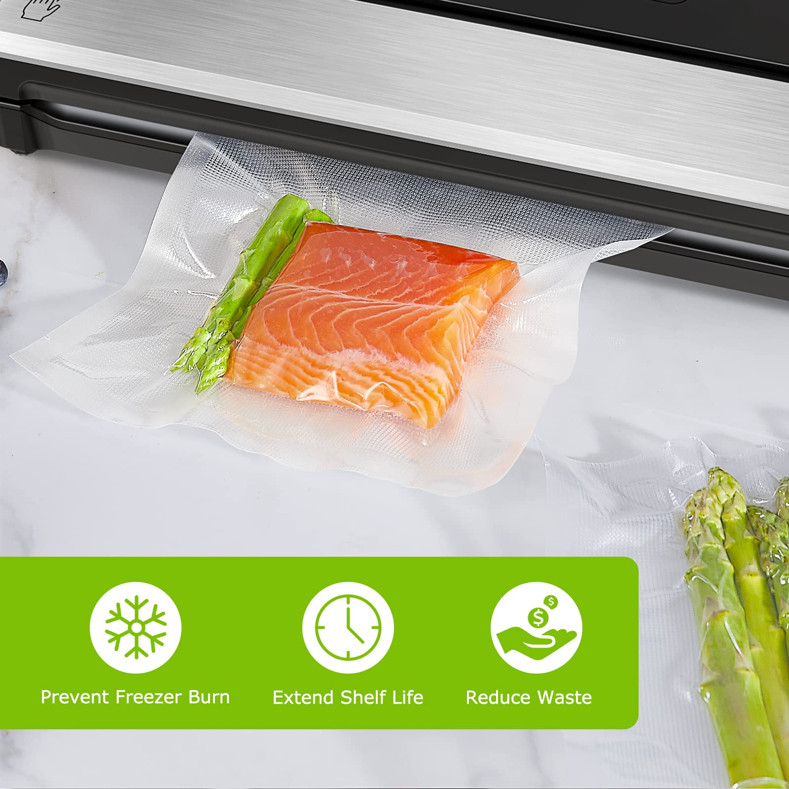 Bonsenkitchen Precut Vacuum Sealer Bags 200 Quart 8