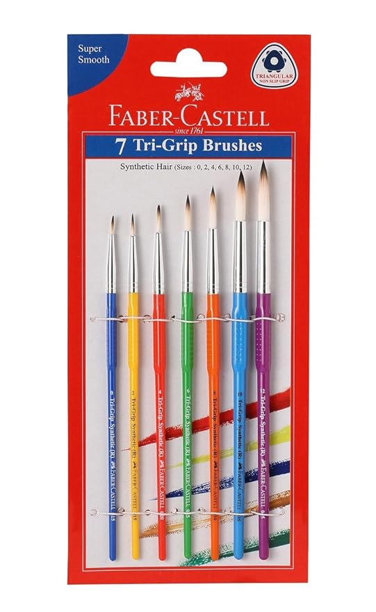 Faber-Castell Tri-Grip Brush - Round, Pack of 7 (Assorted)