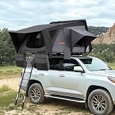 Sanhima Rooftop Tent Hard Shell - Jervis Overland Aluminium ABS Roof Top Tent w/Stargaze Window &amp; LED Strip Light for Car SUV Truck Camping, 2-3 People