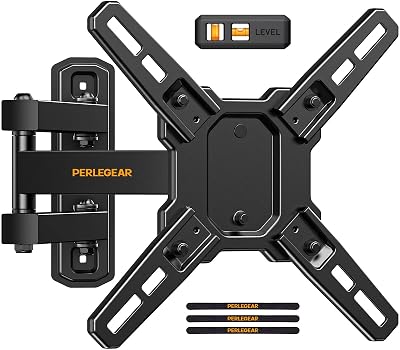 Perlegear Full Motion TV Wall Mount for 13-42 inch Flat or Curved TVs & Monitors up to 55 lbs, Wall Mount TV Bracket with Articulating Arm, Swivel, Tilt, Extension TV Mount, Max VESA 200x200mm, PGSF6