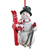The Bridge Collection Winter Snowman with Skis Ornament
