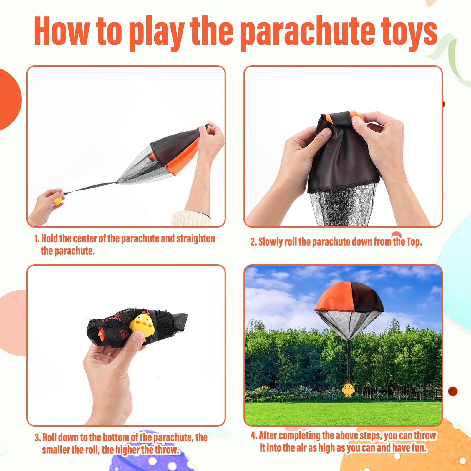 Easter Basket Stuffers, 6 Pack Prefilled Easter Eggs with Parachute Toys Gifts for Kids Toddlers Teens Girls & Boys
