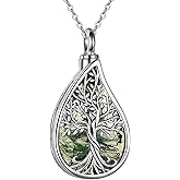 URONE Urn Necklaces for Ashes 925 Sterling Silver Abalone Shell Tree of Life Cremation Jewelry for Ashes Memory Jewelry for Women Men