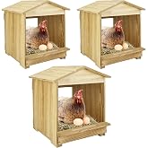 Chicken Nesting Box 3 Compartments - Wall Mount Wooden Egg Laying Nest Box for Chicken Coop, Easy to Assemble &amp; Versatile Use for Hens, Ducks, Chickens