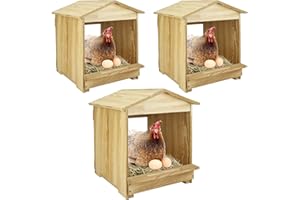 BAVLESFUIRE Chicken Nesting Box 3 Compartments - Wall Mount Wooden Egg Laying Nest Box for Chicken Coop, Easy to Assemble & Versatile Use for Hens, Ducks, Chickens