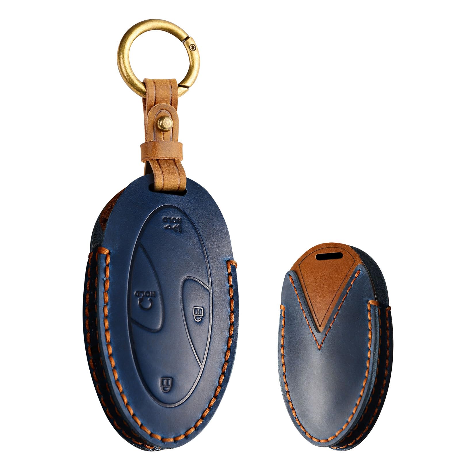 KUNIO Car Key Fob Cover fit for Hyundai Ioniq 6 Grandeur GN7 Kona 2023 Car Key Case Leather Key Fob Keychain Key Cover key cover case 5 Buttons Blue