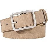 XZQTIVE Women Suede Belts for Women Fashion Leather Belts With Silver Buckle Ladies Waist Belt For Jean Pant Dress