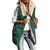 PRETTYGARDEN Womens 2026 Fall Reversible Long Vests Sleeveless Fleece Jacket Zip Up Hoodie Pockets Warm Coat Winter Clothing