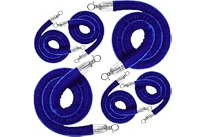 JLXMAXLJ 6PCS Blue Velvet Stanchion Rope 5 Ft Crowd Control Ropes Barrier with Silver Hooks for Party