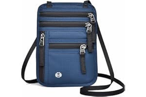 Likesing 5.5" L x 7.8" W Travel Neck Wallet, RFID Blocking Passport Holder for Travel Women Men, Security Lightweight Passport Travel Wallet, Neck Pouch Gifts for Traveling Family (Blue)