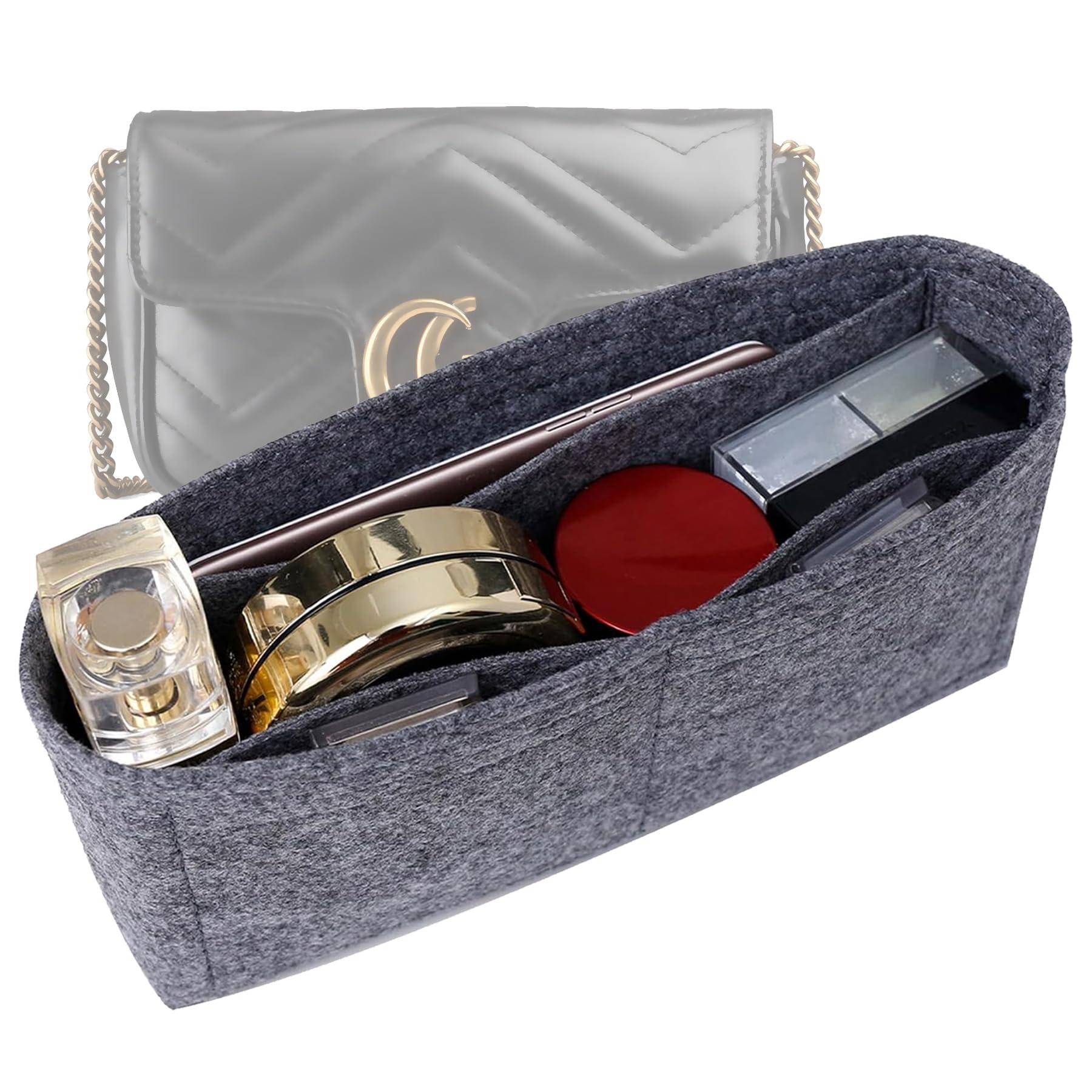 Photo 1 of OAikor Felt Purse Organizer Insert for GG Marmont Matelasse Shoulder Handbag Small and More, Organizer Handbag Liner Pouch for Women Inner Bladder Bag Storage Bag(Small, Grey)