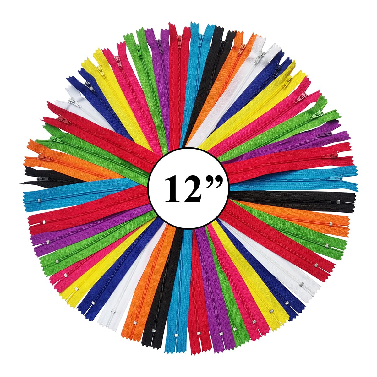 KGS Nylon Zipper for Sewing Crafts | 10 Assorted Colours | Size: 12 Inch / 30.5 cm | 10 Zippers/Pack | Multicolor #3 Zippers for Sewing Supplies and Replacement in Bags, Pouches, Skirts, Dresses