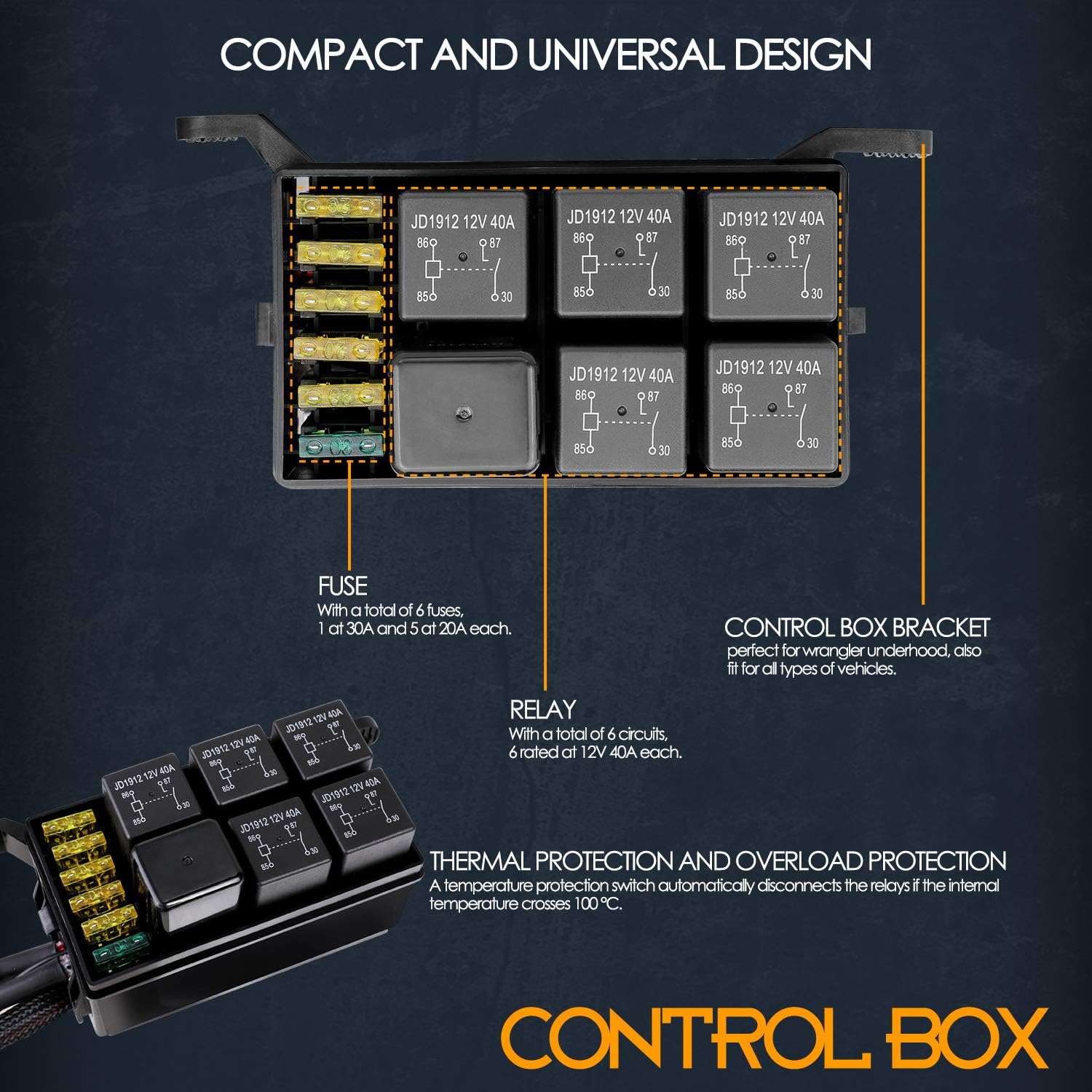 Nirider 6 Gang Switch Panel, Universal Circuit Control Box Button Switch Pod Touch Switch Box for Truck ATV UTV SUV Car: Automotive