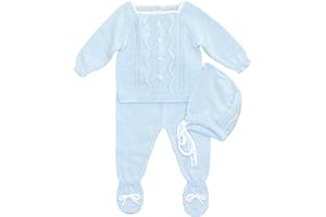Escalett Layette Newborn Baby Knitted Clothes Set, Coming Home Infant Knit Outfit for Boys and Girls