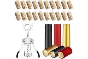 Yauhar 81Pcs Zinc Alloy Premium Wing Corkscrew with #8 Straight Wine Corks and 3 Colors PVC Heat Shrink Wine Bottle Capsules 