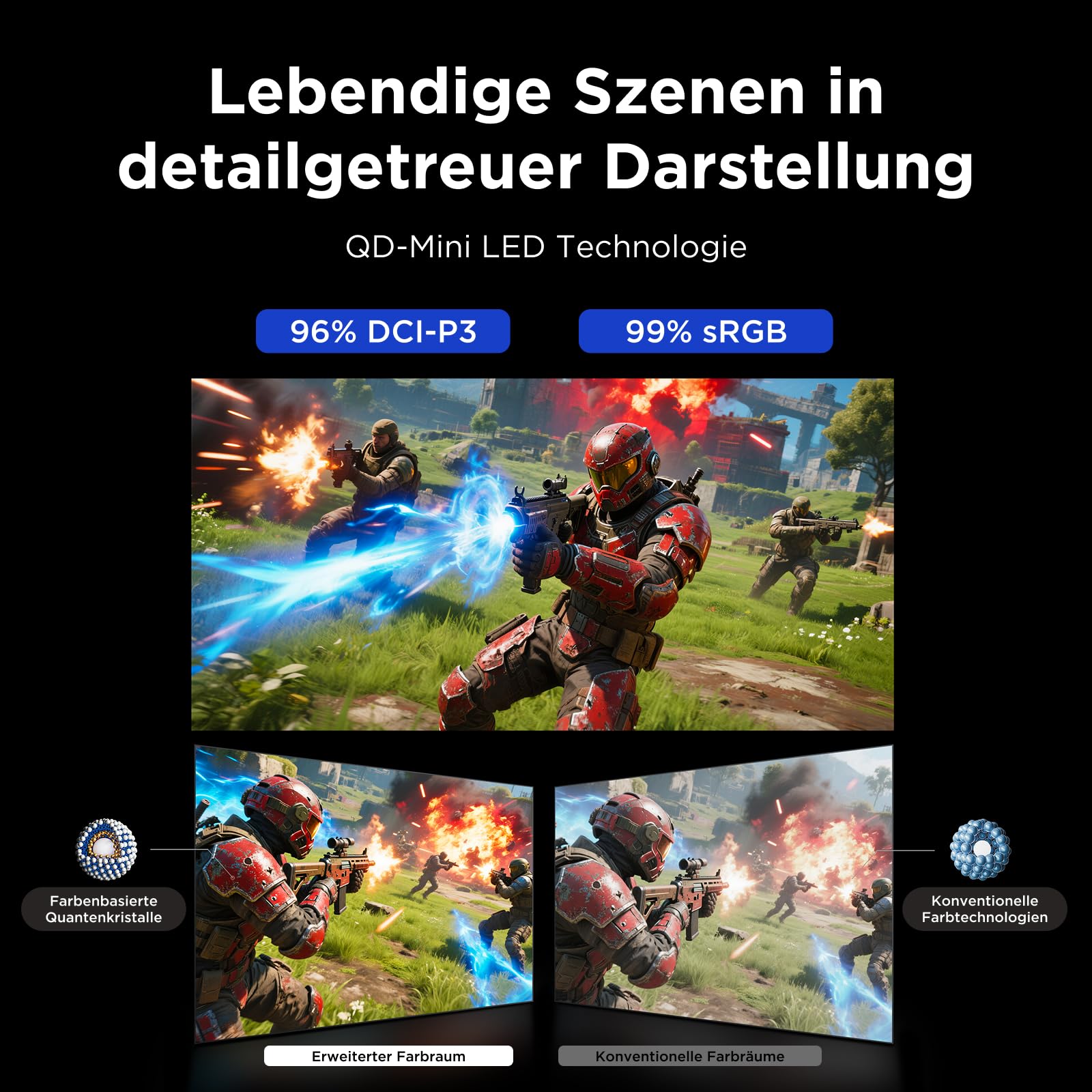 TCL Gaming Monitor 27 Zoll QD-Mini-LED 27G64, QHD-Auflösung, 180Hz, Fast-HVA-Panel, HDR 600 nits, 1ms GTG Reaktionszeit, AMD Freesync, Kompatibilität mit G-Sync 7