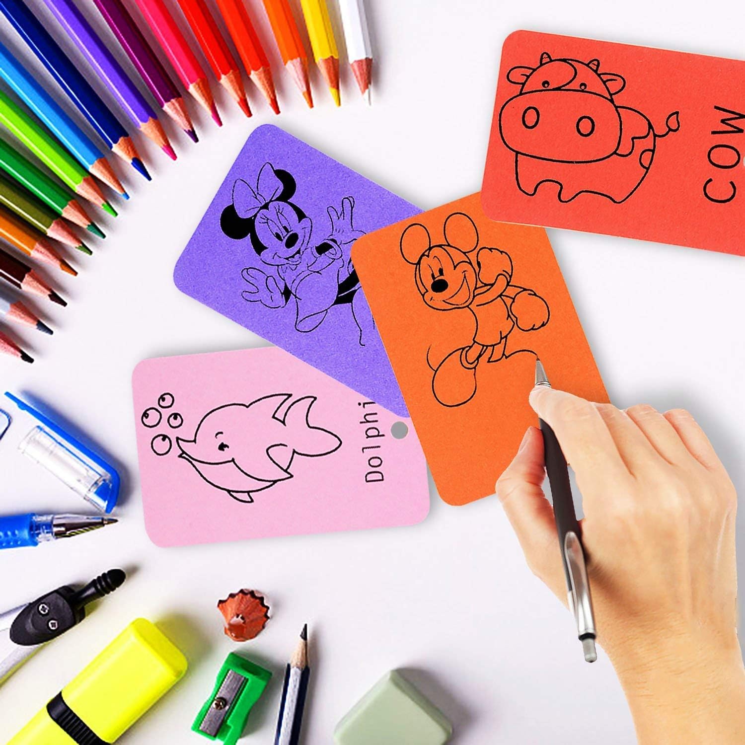 Flashcards,Study Cards Coloured 5 Pack Kraft Paper Memo Scratch Note Pads Index Cards with Binder for Revising Vocabulary Planning Talks DIY White 9 * 5.5CM - Image 4