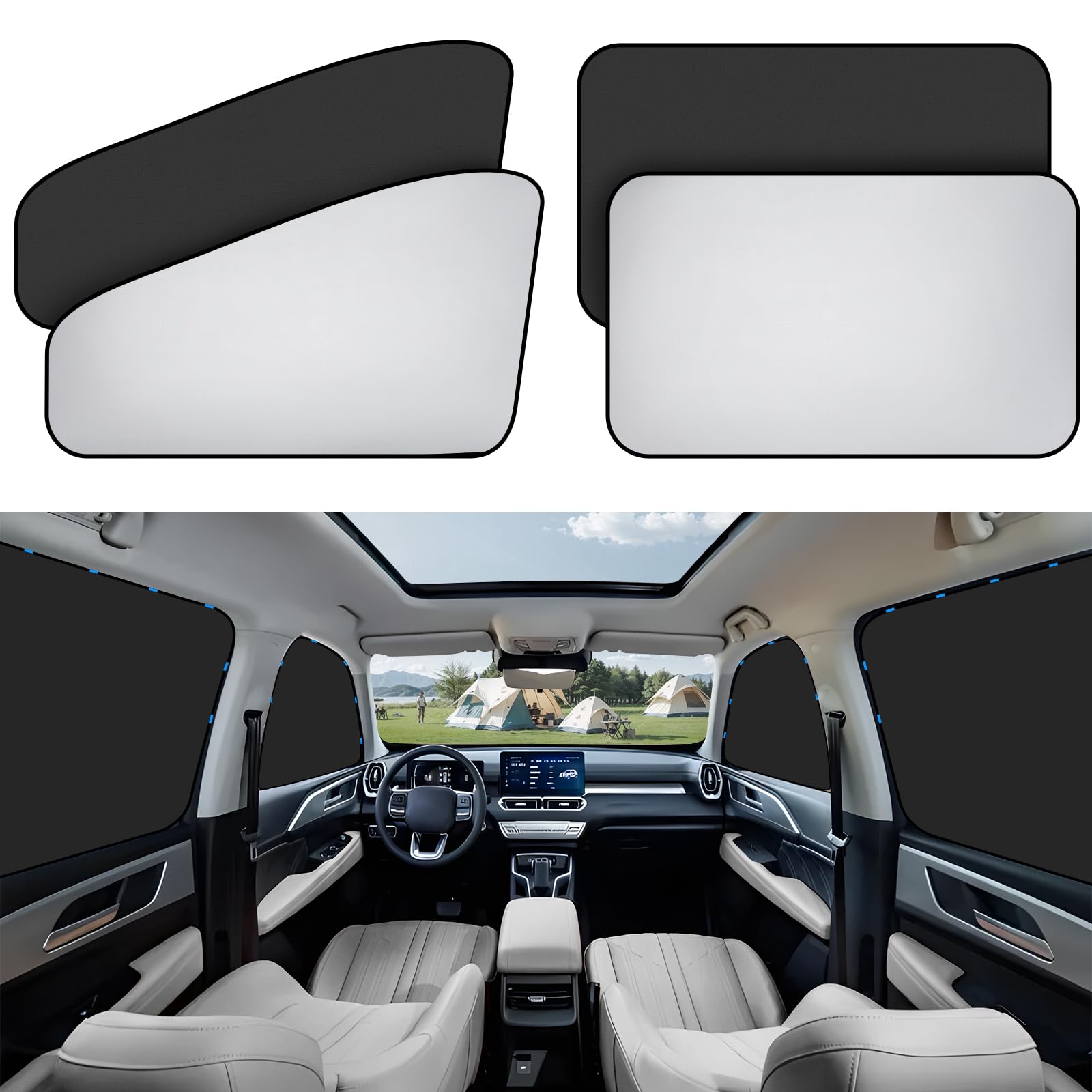Photo 1 of Zatooto Car Window Sun Shade - Blackout Shade for Side Windows, Protects Privacy, Reflects Sunlight, Reversible, Universal Fit, Silver