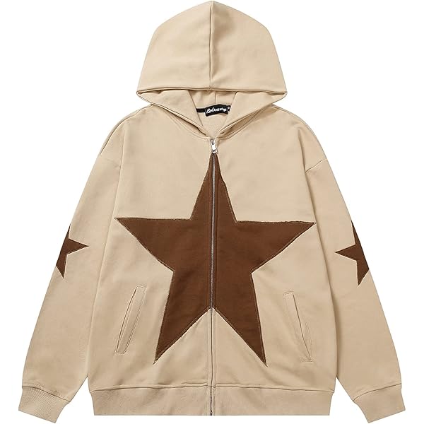 Amazon.com: Hip Hop Zip Up Hoodie Jacket Y2K Grunge Vintage Star