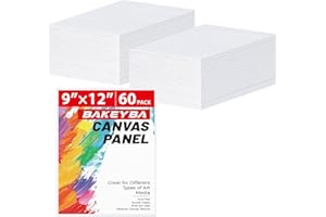 BAKEYBA Canvas Boards for Painting 60 Pack, 9x12 Inch Painting Canvas Panels, 100% Cotton White Blank Canvas Boards for Painting, Art Supplies Paint for Acrylics Oil Watercolor Tempera Paints