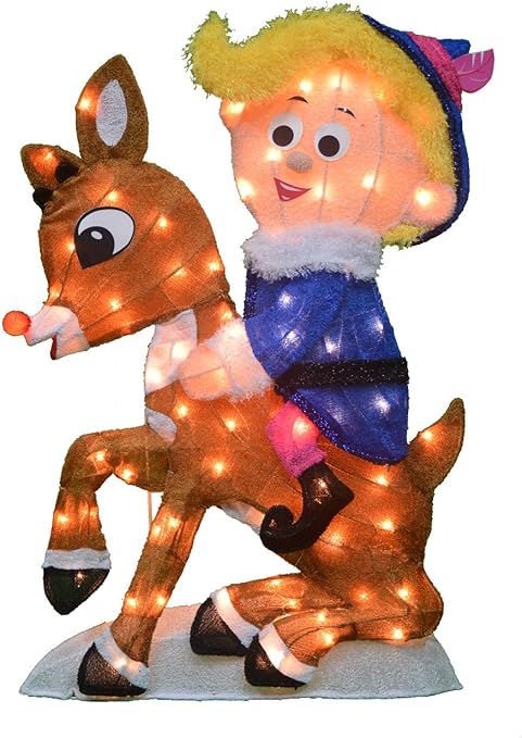 Amazon Com Productworks 32 Inch Pre Lit Rudolph And Hermey The
