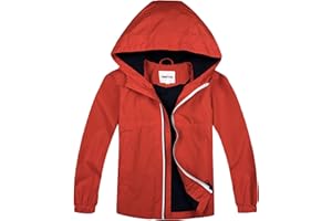 UMMTOM Boys Rain Jackets Lightweight Waterproof Hooded fleece Raincoats Windbreakers for Kids